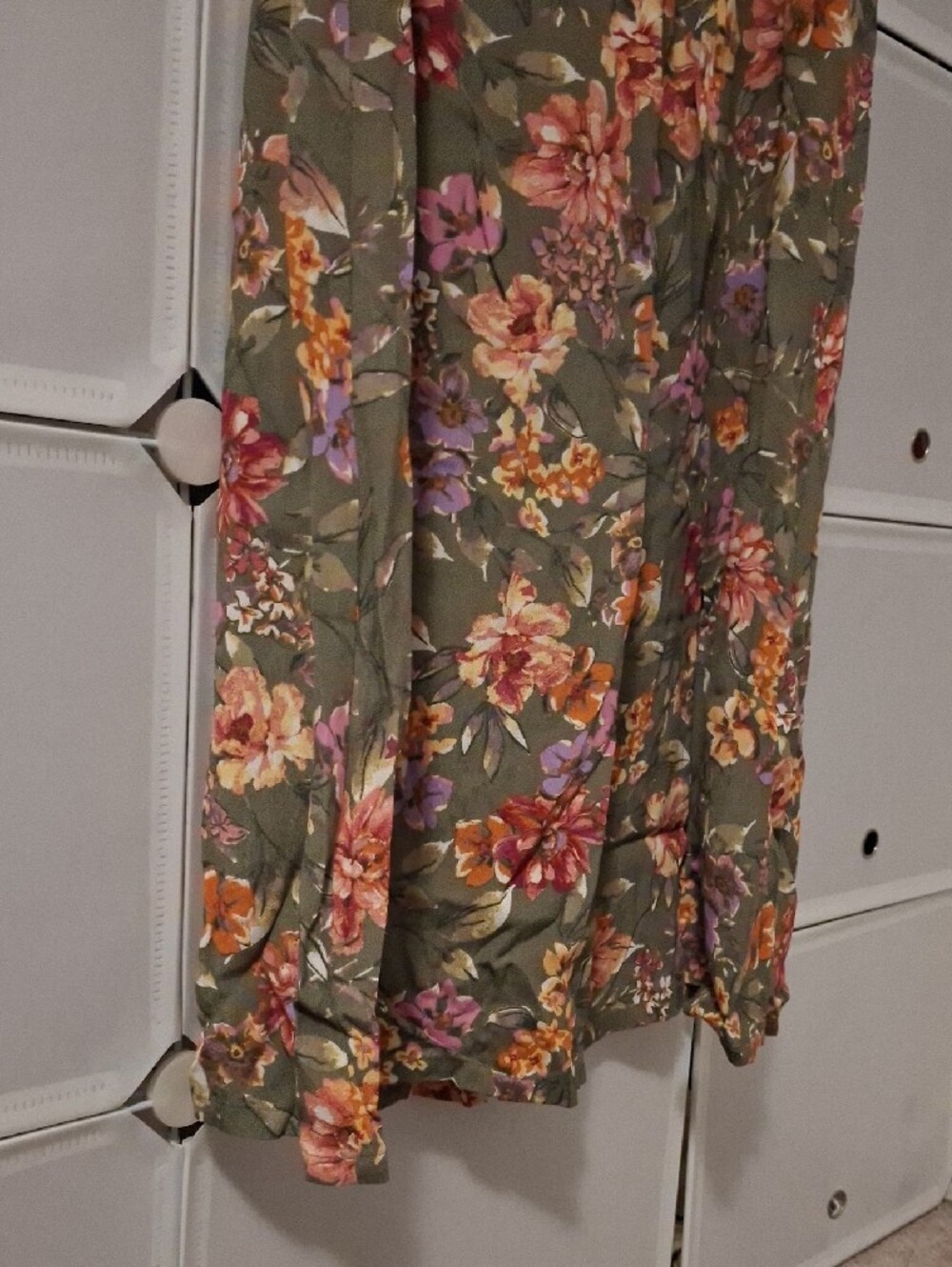 Addition Elle Olive Green Floral Midi Dress with Smocked Waist - Picture 8 of 9